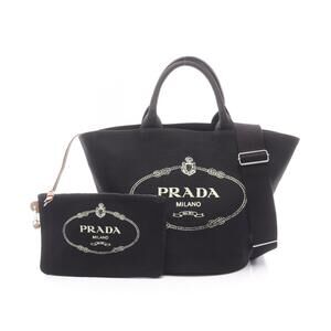 Prada CANAPA Tote Bag Canvas Black